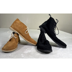 2pr. Mens ASOS Suede Leather Chukka Booties Size 12 Black & Tan Bnfts Charity